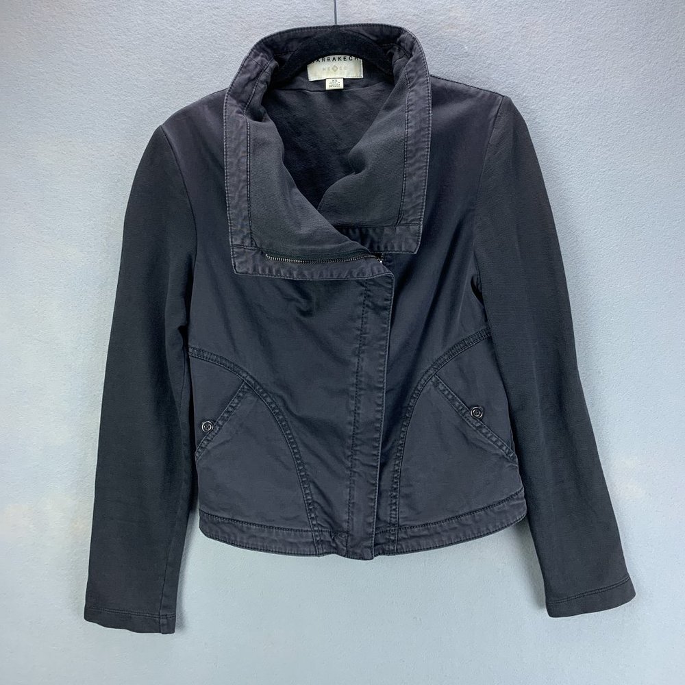 Anthropologie Marrakech Moto Jacket Womens XS Gray Faravel Asymmetric Zip‎